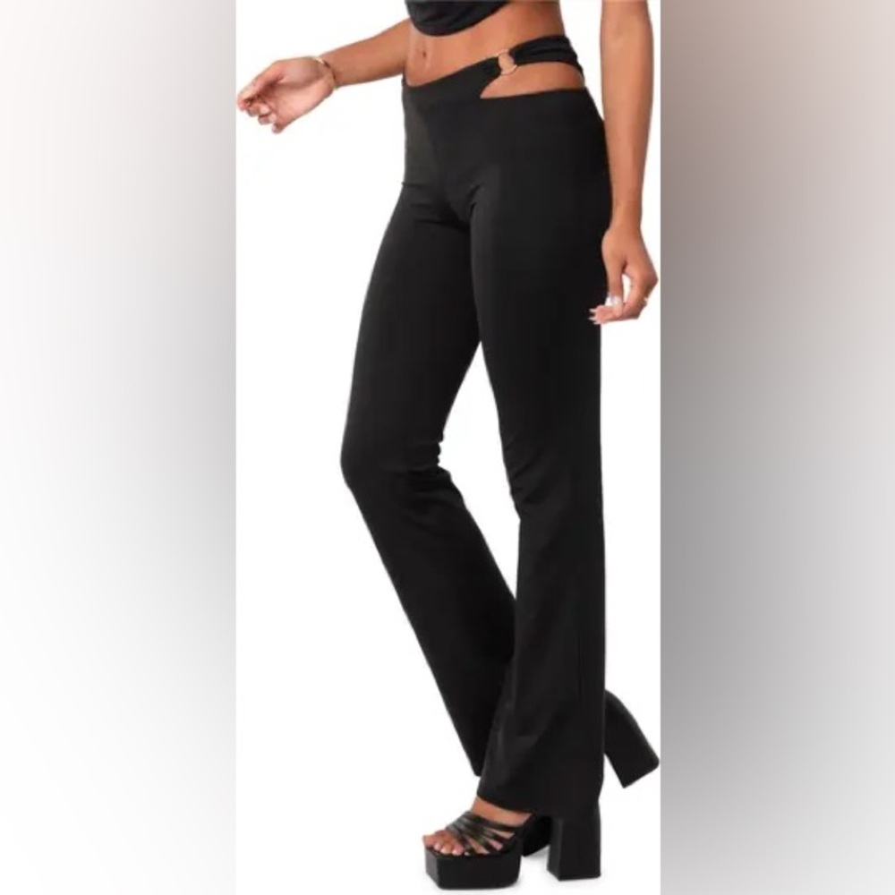 Edikted Black Cutout Flare Pants